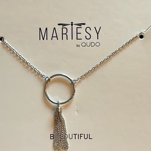 ring with chain tassel on adjustable bracelet/dainty silver tone chain-NWT